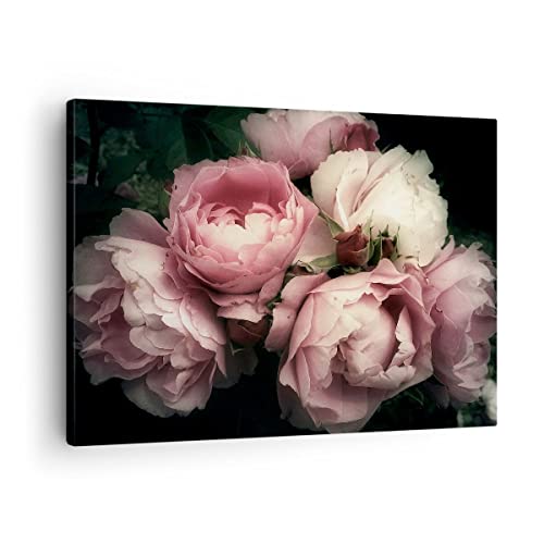 Moderne Impression sur Toile pivoine fleur Image Tableau Decoration Murale 70x50cm Deco Cadre Décoration Salon Chambre Cuisine Horizontal Petit Tableaux...