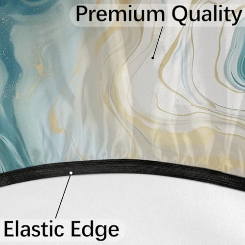 Round Outdoor Fitted Tablecloth with Umbrella Hole, Teal Turquoise Marble Texture Elastic Table Cloth Grey Marble Waterproof Table Cover with Zipper for Patio Picnic, 45"-56" by YPPAHHHH - Image 4