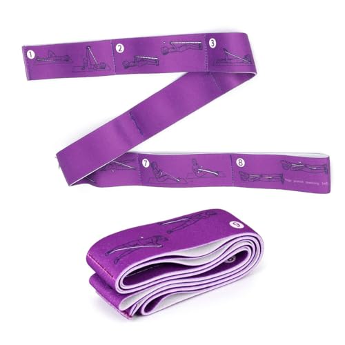 Image of Yoga Strap for All People, 8 Loops Stretching Strap with Printed Positions, Multi-Purpose Elastic Resistance Band for Yoga, 2.5 feet, Fitness, Rehabilitation, Ankle Joint & Ligament Training