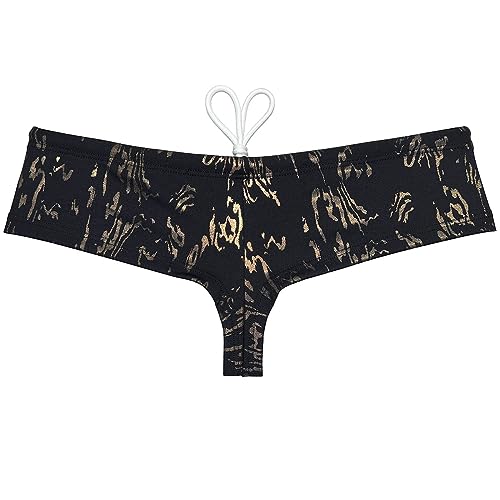 OROCOJUCO Men Cheeky Briefs High Cut Swimwear Board Surf Short Skimpy Trunks Pouch Boxers Shiny Swimsuit Drawstring4