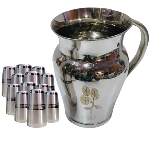 Image of Stainless Steel leser Glass Set or Jug, Water Jug, Water Glass (11)