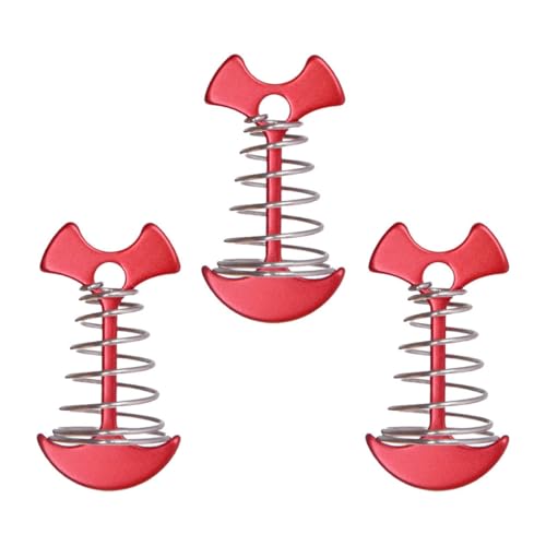 FOMIYES 3 Stück Fischgräten Zeltheringe aus Rostfreiem Stahl mit Federhaken Bodenanker für Campingzelt Terrassen und Steganwendungen Wetterfestes Zeltzubehör