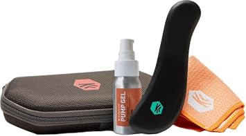 SIDEKICK Curve Muscle Scraper: 4-in-1 Gua Sha Scraping Massage Tool w/Emollient Pump Gel - Handmade Stone for Plantar Fascia Relief, IT Band Relief, Neck Relief and More