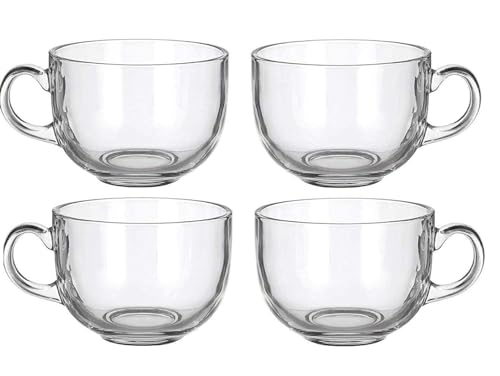 Image of ANKUL Premium Glass Coffee Mug Tea Cups Set of 4-150 ML, Transparent, Glass Cups Set for Coffee, Green Tea, Herbal Tea, Lemon Tea, Milk Cup, Hot /Cold Drinks Cups (Round, 4)