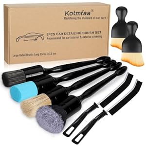 Car Detailing Brushes Set, 8X Auto Detail Cleaning Brush Tool Kit in Soft/Middle/Hard | Crevice Brush | Dust Brush for Car Interior & Exterior, Emblems, Air Vents, Leather, Wheels Wash & Care