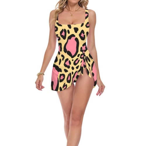 Maillot de bain one piece femme léopard rose finitions premium