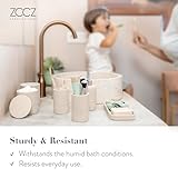 ZCCZ Beige Bathroom Accessory Set 6 Pieces - Organiser With Toothbrush Holder, Lotion Soap Dispenser, Vanity Tray and 2 Qtip Holders - Modern Decor Accessories - Image 5