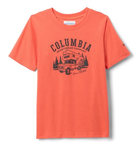 Columbia Youth La Poudre Pass Short Sleeve T-Shirt, Zing/Camp Life, X-Large