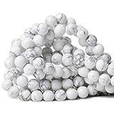 CHEAVIAN 10mm 35PCS Natural White Howlite Gemstone Round Loose Stone Beads for Jewelry Making DIY Cr