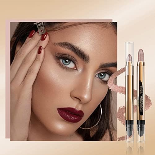 Ehinew Eyeshadow Stick - Neutral and Brown Metallic Eye Shadow Stick Makeup - Champagne Matte & Glitter Eyeshadow - Creamy & Waterproof Eyeshadow Brightener Pencil (10# Metallic)