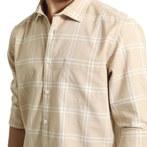 Image of BASICS 100% Cotton Checked Shirt for Men | Slim Fit | Everyday Smart Casual Wear | Full Sleeve
