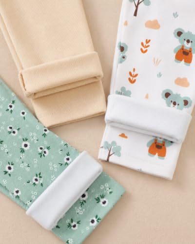 Image of Jecson Toddler Girl Leggings Baby Pants 3 Pack Stretchy Floral Clothes 1-4Y