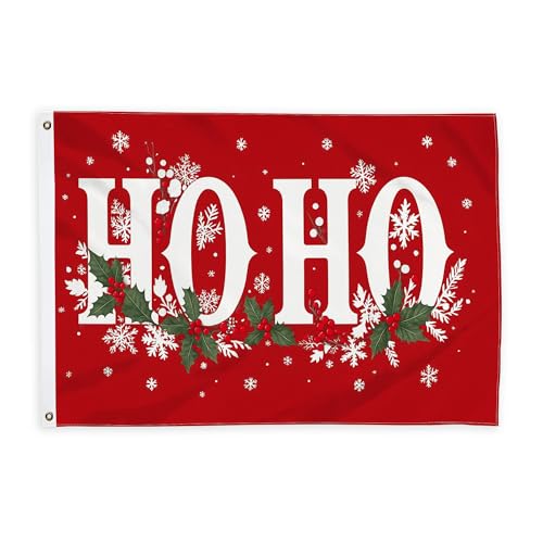 Banderas de acebo para exteriores, copos de nieve festivos de Navidad, bayas, banderas decorativas rojas de Navidad, pancarta decorativa resistente a la decoloración para jardín, entrada, casa, patio