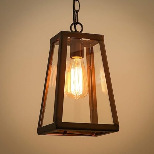 COJJ Lámpara colgante Lámpara colgante de exterior Negro Retro IP44 Techo Vintage Hierro industrial + Vidrio Lámpara de pared Impermeable Pabellón impermeable Villa Loft Araña Lámpara de exterior