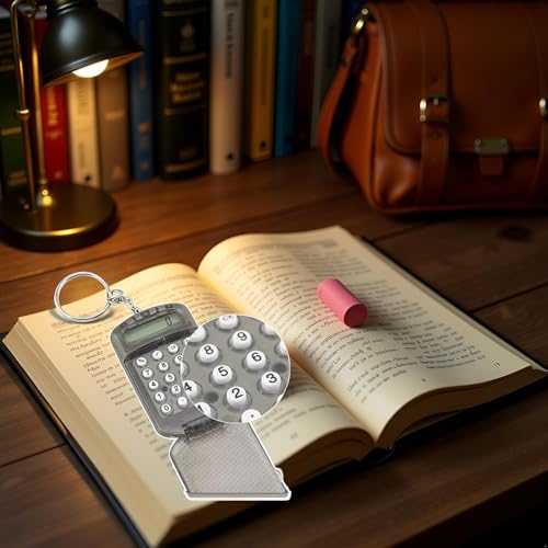 Black Pocket Calculator Key Ring Tiny Small Portable Mini Electronic Calculator for Home Students Basic Calculators Office Accessories