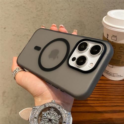 Coque iPhone 14 Plus noire rigide et transparente avec charge magnétique