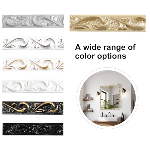 600cm Flexibel Stuckleisten Wand- Selbstklebend Wandleisten Selbstklebend, Wasserdicht Zierleisten Selbstklebend 3d Vintage Muster, Wandverkleidung Selbstklebend FüR Heimdekoration (Weiß Mit Gold-2cm)