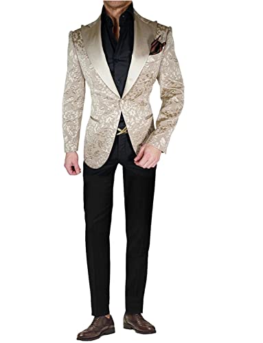 Costume homme jacquard noir ajusté pour mariage fini les plis veste à revers chic