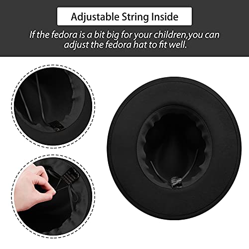 Kids Classic Wide Brim Fedora Hat Children Boys And Girls Felt Hat With Belt Buckle #TOP3