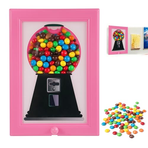 Fukaisu Marco de Fotos para Dispensador de Dulces, Máquina Chicles Montaje en Pared, Dispensador Dulces Creativo y Práctico Escritorio Encimera Exhibición Habitación para Adultos y Niños (Rosa)