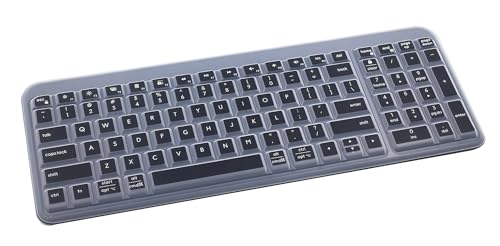 Silicone Keyboard Cover Skin Compatible for Logitech K250 Compact Bluetooth Wireless Keyboard with Numpad & Logitech MK250 Bluetooth Wireless Mouse and Keyboard Combo (Black)