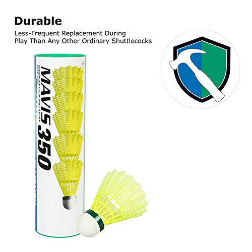 Image of Mavis 350 Green Cap Nylon Shuttlecocks (Yellow)