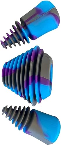 Green Piece® Three Silicone Purple Cleaning plugs + stoppers. Preserver Cap Airtight Bottle Plug Odor Proofing Glass, Plastic and Silicon Pieces
