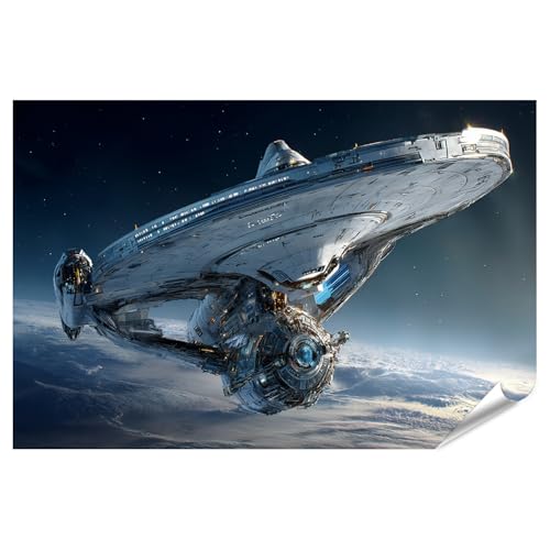 islandburner Póster premium de nave espacial futurista en construcción, mural para fans de la ciencia ficción – gran formato – Edición O1