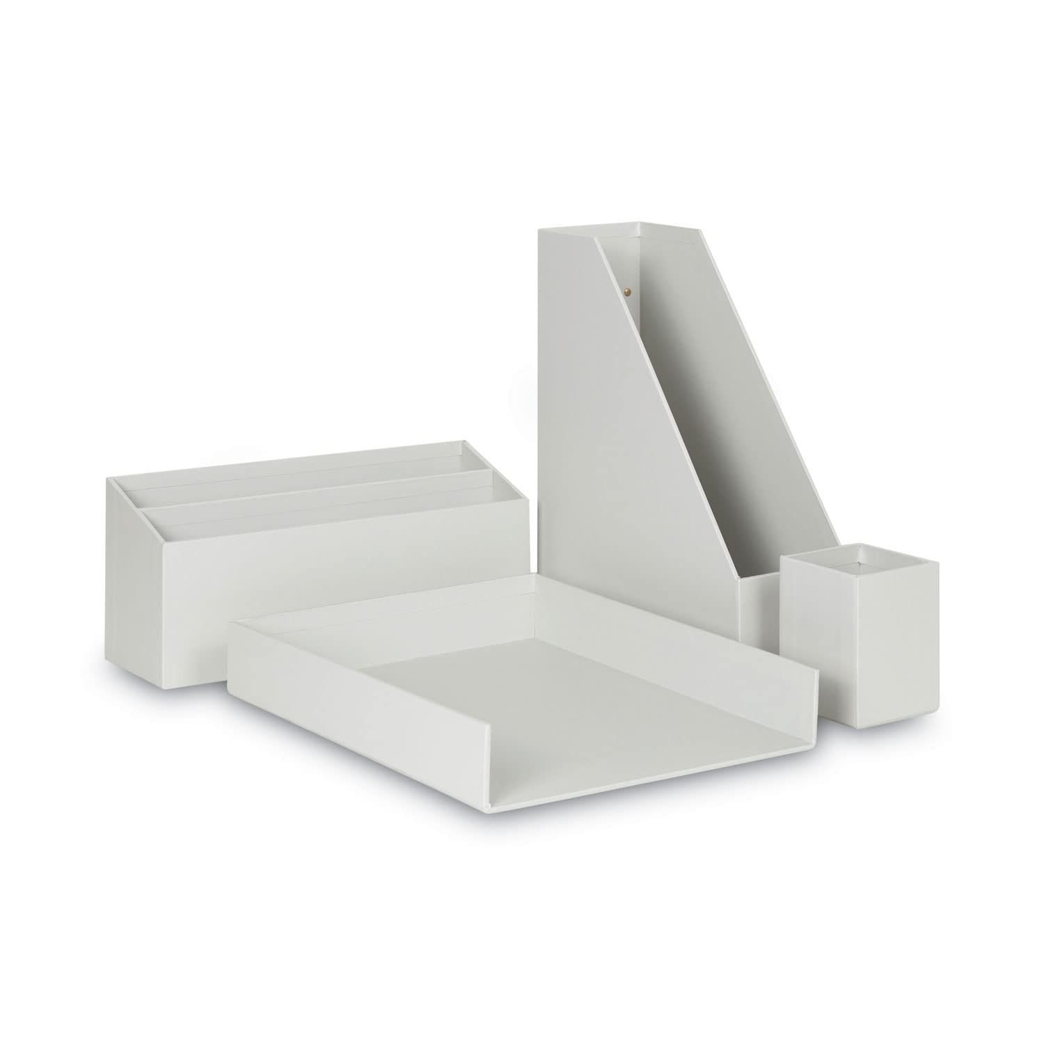 U Brands Zestaw organizacyjny na biurko owinięty papierem, materiały do organizacji biurowej, jednolity szary, 4 sztuki