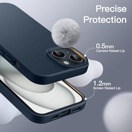 Image of SBMS Silicone Case for iPhone 14 6.1-Inch /iPhone 13 6.1-Inch, Silky-Soft Touch Full-Body Protective Phone Case, Shockproof Cover with Microfiber Lining (Navy Blue)