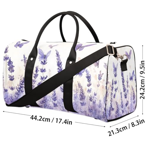TropicalLife Purple Lavender Travel Duffle Bag for Women Men Purple Butterfly Sports Gym Bag Waterproof Carry on Overnight Weekender Bag4