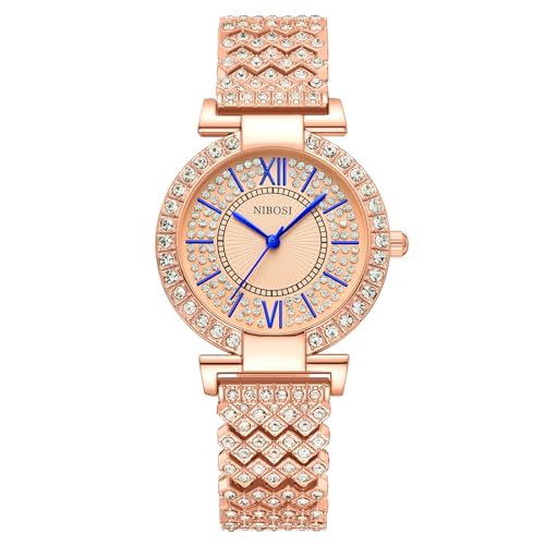 NIBOSI Rosegold Analog Women's Watch | Diamond Dial Ladies Wristw...