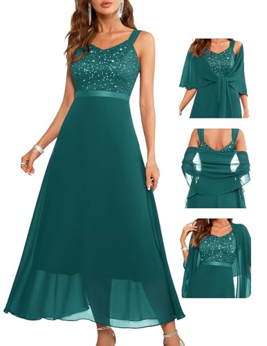 Image of BeryLove Summer Formal Wedding Guest Prom Dresses Sequin Cocktail Evening Lace Elegant Mother of The Bride Dress