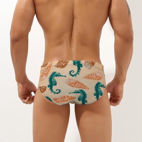 Seahorse and Starfish Mens Swim Briefs Quick Dry Swimming Trunks Training Swimsuit Low Rise Swimwear2