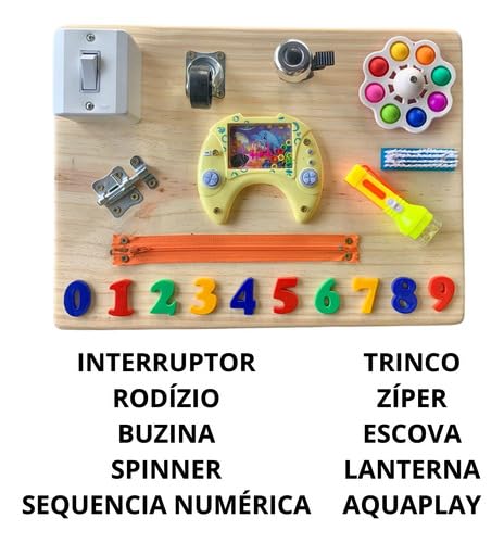 Painel Sensorial Educativo Infantil Brinquedos Para Bebê Crianças e Adultos Montessori Seguro Colori