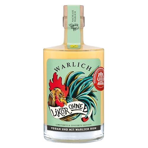 WARLICH LIKÖR OHNE E – Veganer Likör ohne Ei als Alternative, glutenfrei, mit WARLICH RUM – JAMAIKA, aus Hamburg, milde und ausgewogene Aromen (0,5 l)