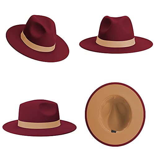 Image of Womens & Mens Fedora Hats, Wide Brim Fedora Hats for Women Men