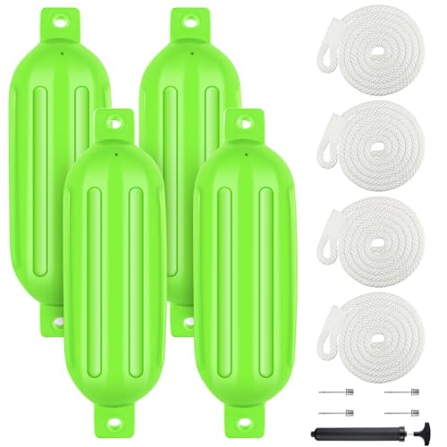 VEITHI Boat Fenders 4 Pack, Ribbed Twin Eyes Vinyl Boat