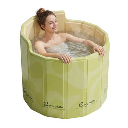 Baignoire Pliable Adulte, 80x70cm (BxH) Baignoire Portable avec Dossier en C Ergonomique Bassin d'Immersion pour Bain de Glace et Bain Chaud pour Douche Extérieur et Spa