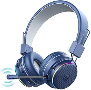 iClever Kids Bluetooth Headphones LED Light Up - 360° Extendable Microphone - 85/94 dB Safe Volume, 35Hrs Playtime, Shareport, Foldable Wireless Headphones for Kids/PS4/Xbox One/Switch/PC/Tablet