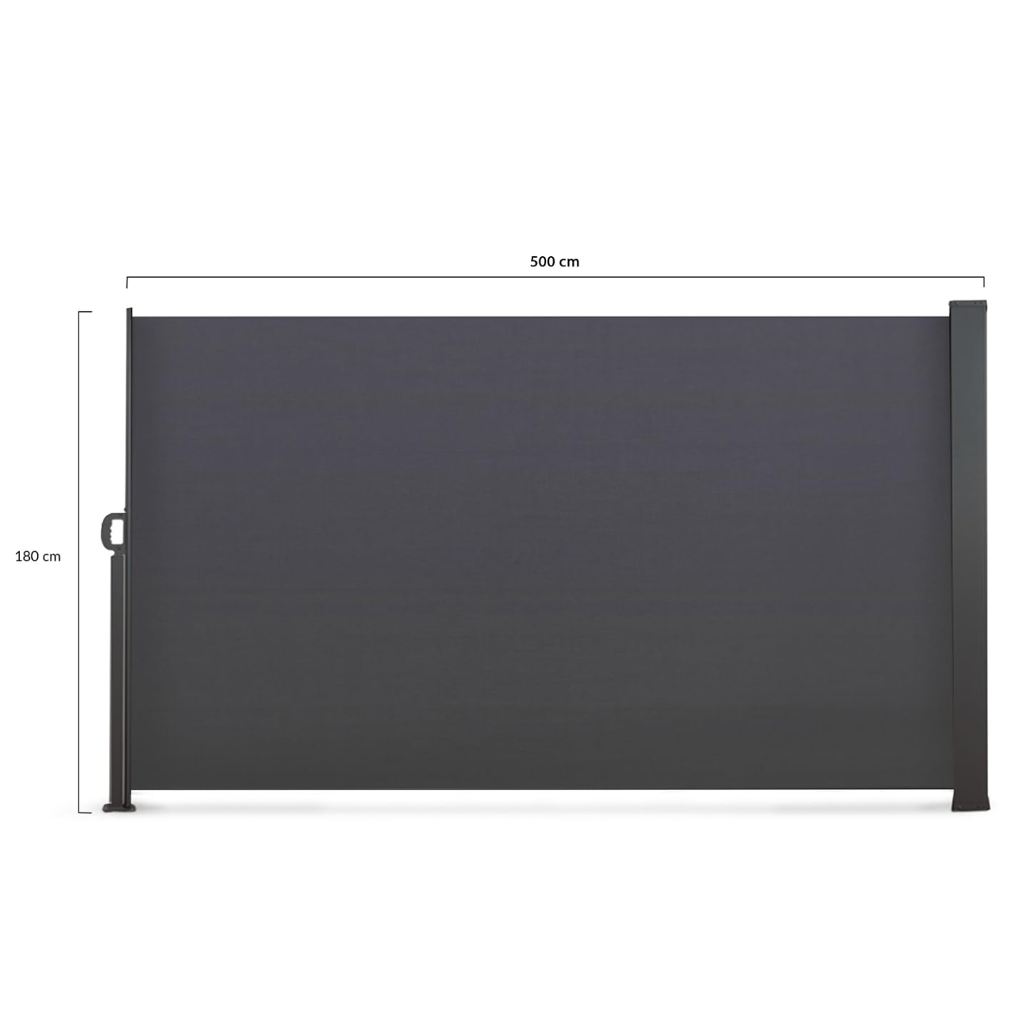 IDMarket - Biombo para exteriores retráctil de 180 x 500 cm, color antracita, toldo lateral