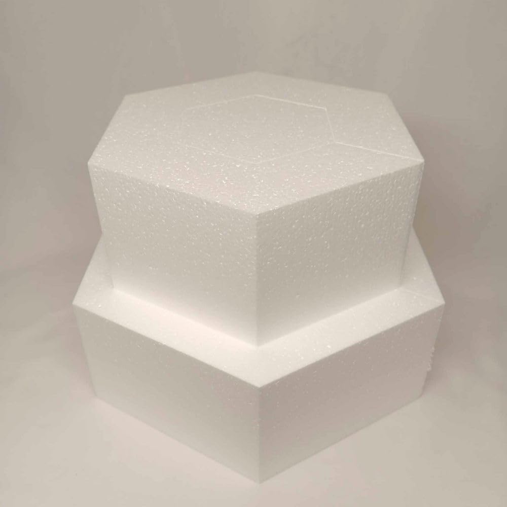 Oasis Supply Fake Cake Set, Dummy Cakes for Weddings, Crafts, and Displays - HEXAGON SHAPE - 4 Piece Set x 5" High)