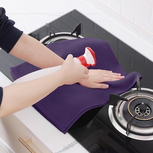 Image of Homaxy 100% Cotton Waffle Weave Kitchen Dish Towels, Ultra Soft Absorbent Quick Drying Cleaning Towel, 13 x 28 Inches, 12-Pack, Eggplant