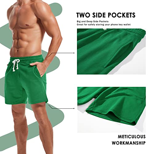 Image of AMY COULEE Mens Athletic Workout Shorts 5.5 inch Cotton Casual Shorts Elastic Waist Joggers Sports Sweat Shorts