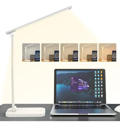 Luminária de Mesa LED com Dupla Alimentação Tomada e USB,