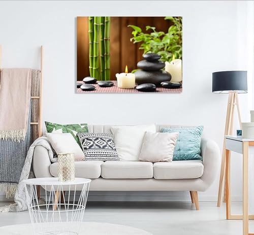 Tableaux home déco bambou sur toile premium 70x100cm avec cadre interne bois - 2