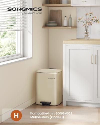SONGMICS Mülleimer Küche, 20 Liter Tretmülleimer, Stahl, Softclose – Ansicht 2