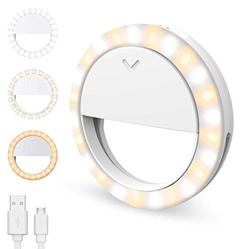 [2020 Latest Version] Selfie Ring Light, Long-Lasting Battery Life Selfie Light with 4 Lighting Modes & 40 LED Lights Clip-on Ring Light for Phone Laptop,Photography Video Conference and Makeup