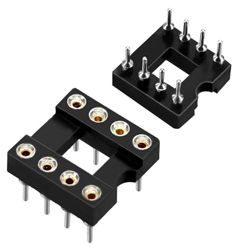 Image of Ganasome 30 Pcs 2.54 mm Pitch 8 Pins Circular Hole Soldering DIP IC Socket Adaptor