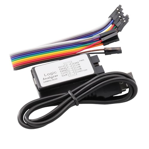 Heevhas USB Logic Analyzer Device 24MHz 8CH 8 Kanal UART IIC SPI Debug mit Mini-USB-Kabel + Kabel + 12PCS Farben Testhaken Clip Set